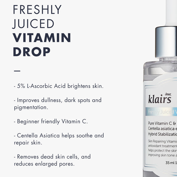 Dear, Klairs Freshly Juiced Vitamin Drop-  Vitamin C Serum(Pack Size:35ml)